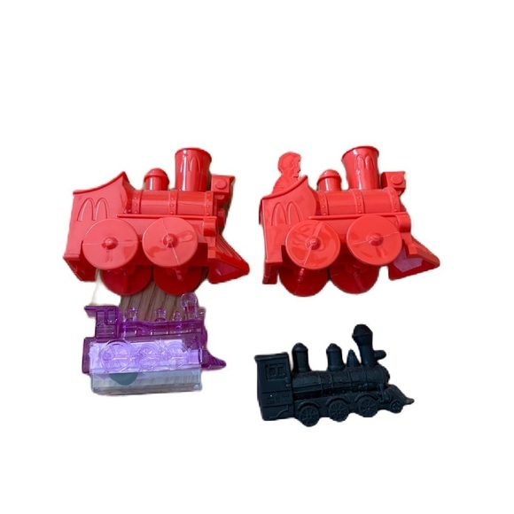Ronald McDonald Happy Meal Toy Train Engine Up Down Red and Purple Train Toy Set - Picture 1 of 3